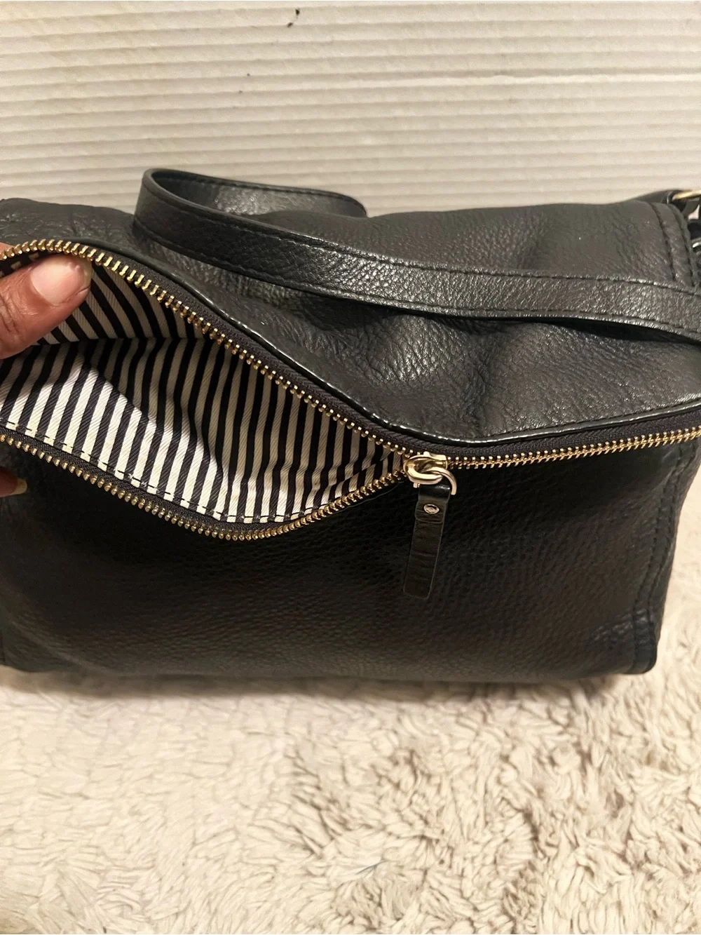kate spade Cobble Hill Little Minka Black Leather Convertible Shoulder Bag
